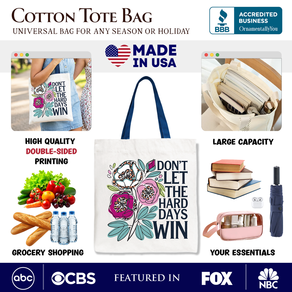 Mental Health Tote Bag, Floral Affirmation Shopper Canvas Bag
