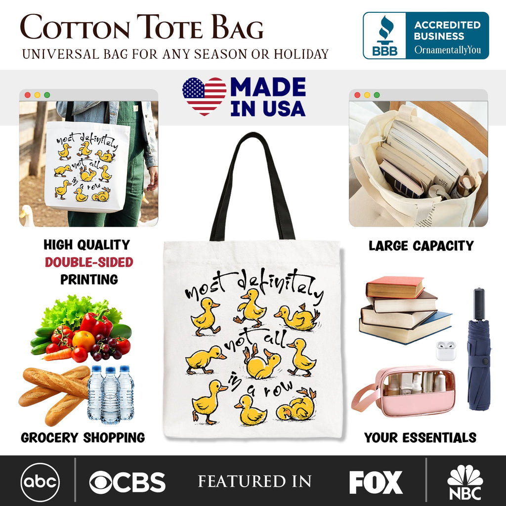 Funny Ducks Sarcastic Canvas Tote Bag Whimsical Gift Shopper