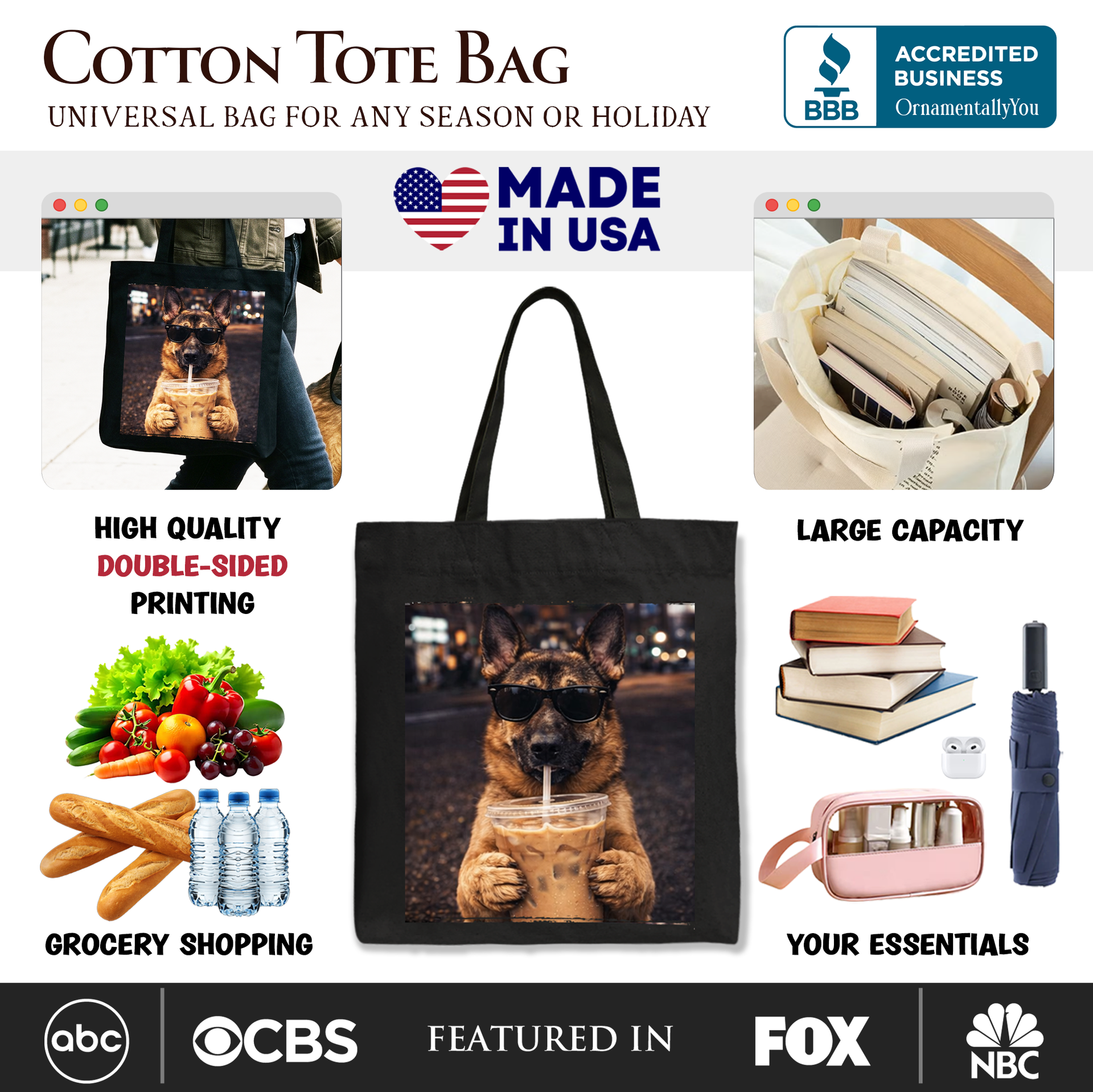 German Shepherd Coffee Tote Bag - Funny GSD Dog Lover Gift