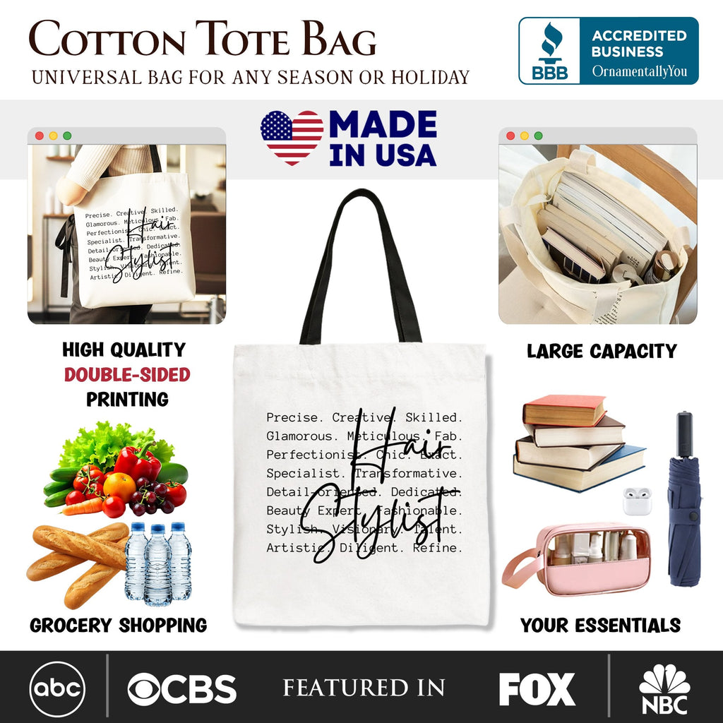 Hair Stylist Definition Cotton Canvas Tote Bag, Minimalist Gift
