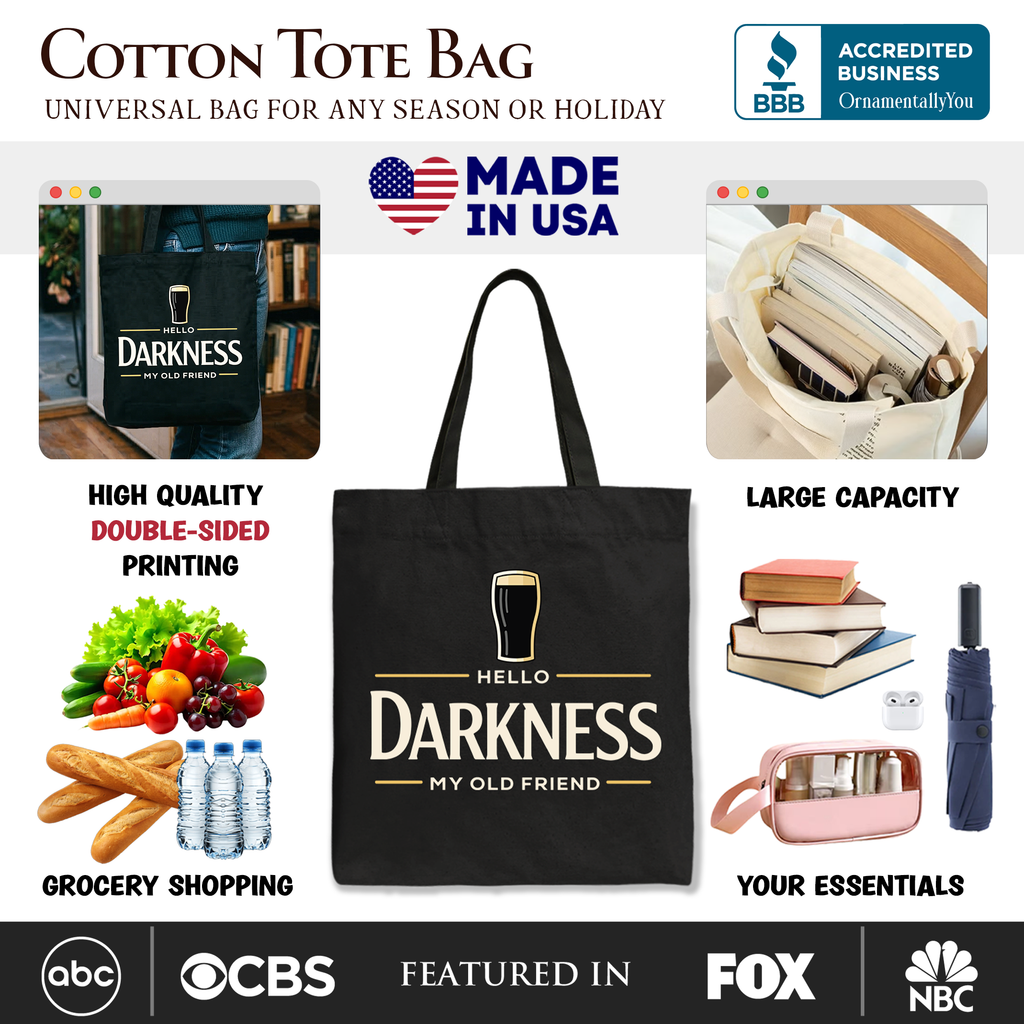 Hello Darkness My Old Friend Cotton Tote Bag, Funny Beer Lover Gift