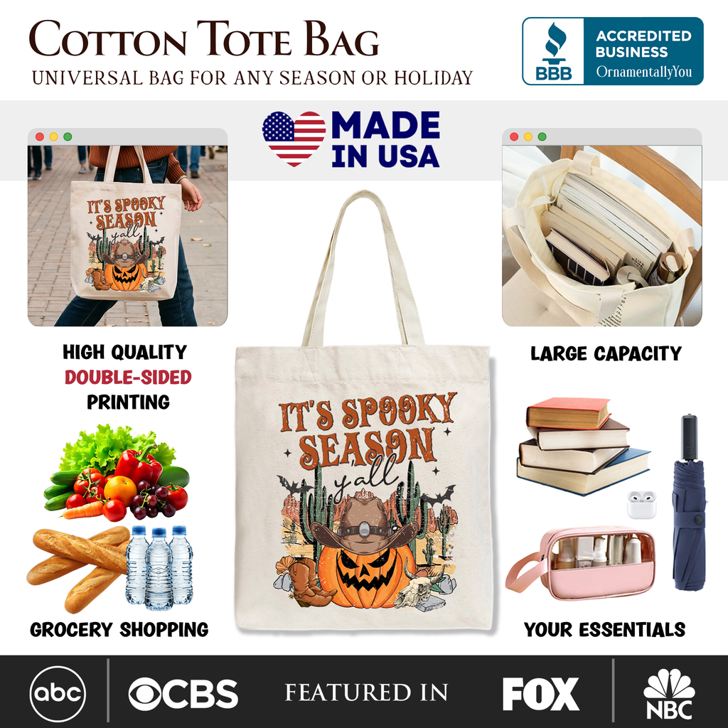 It's Spooky Season Y'all Canvas Tote, Western Halloween Bag