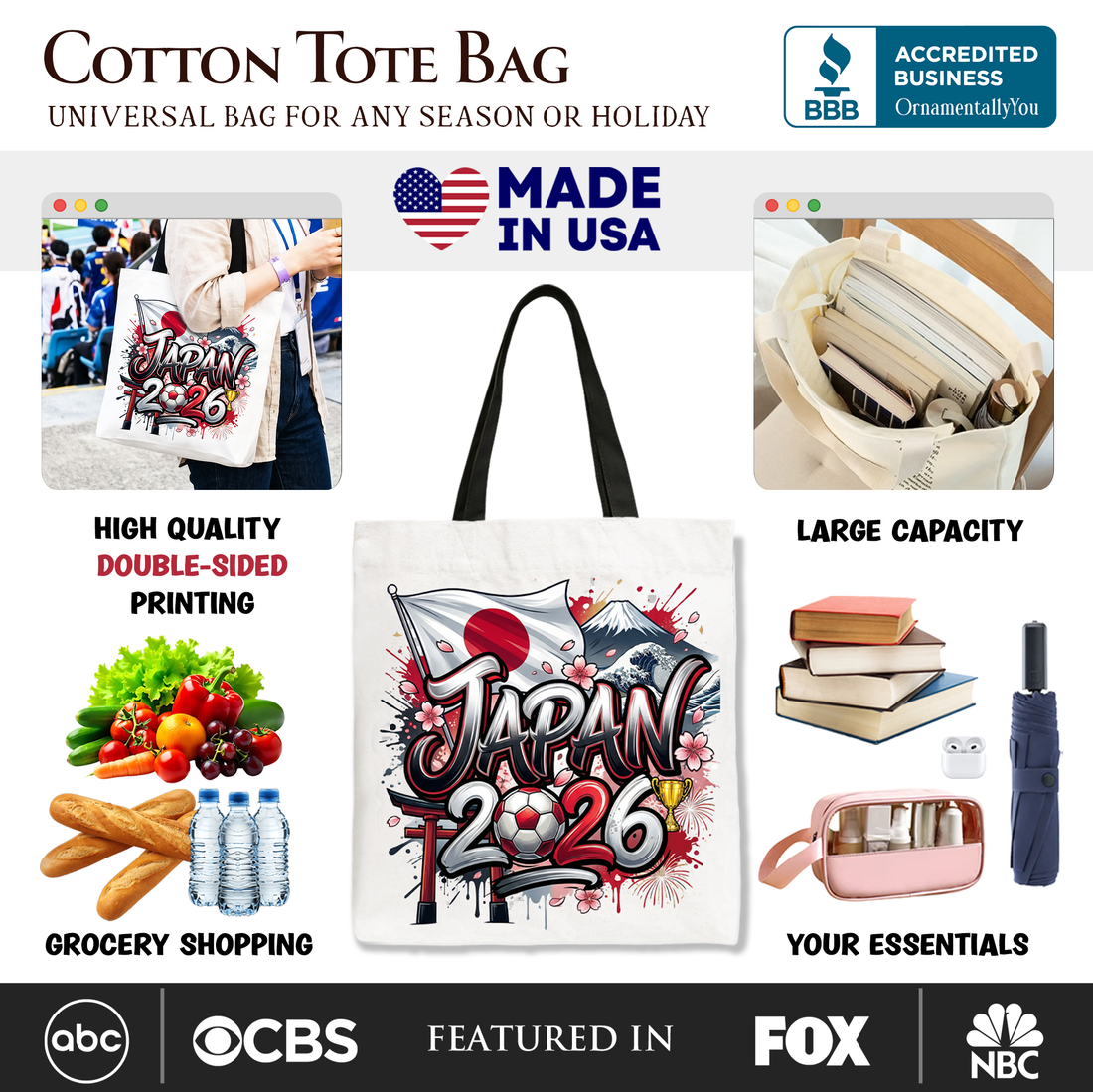 Japan 2026 Soccer Cup Global Championship Commemorative Tote Bag
