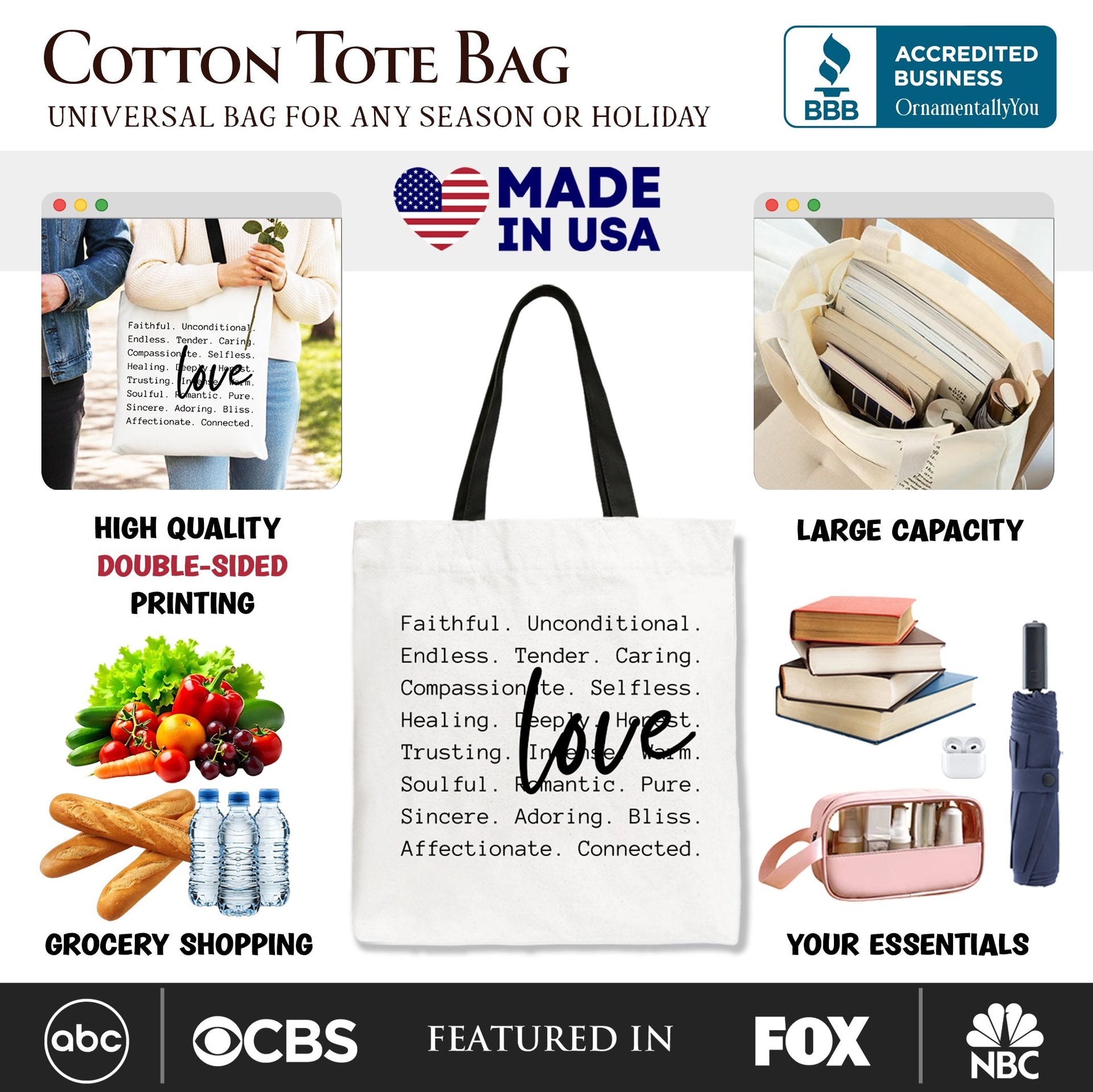 Love Definition Canvas Tote Bag – Minimalist Inspirational Gift