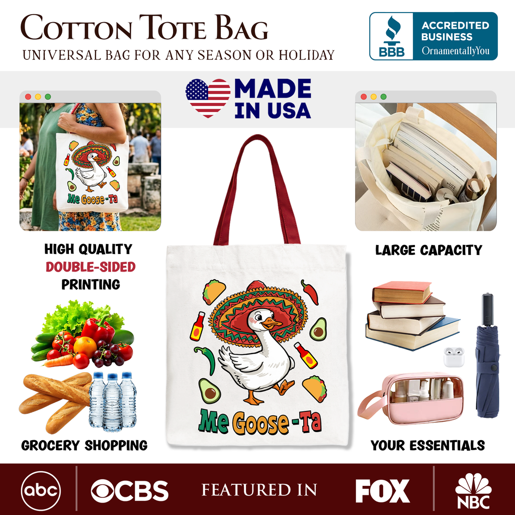 Me Goose-Ta Funny Tote Bag, Sombrero Goose Meme Gift Shopper