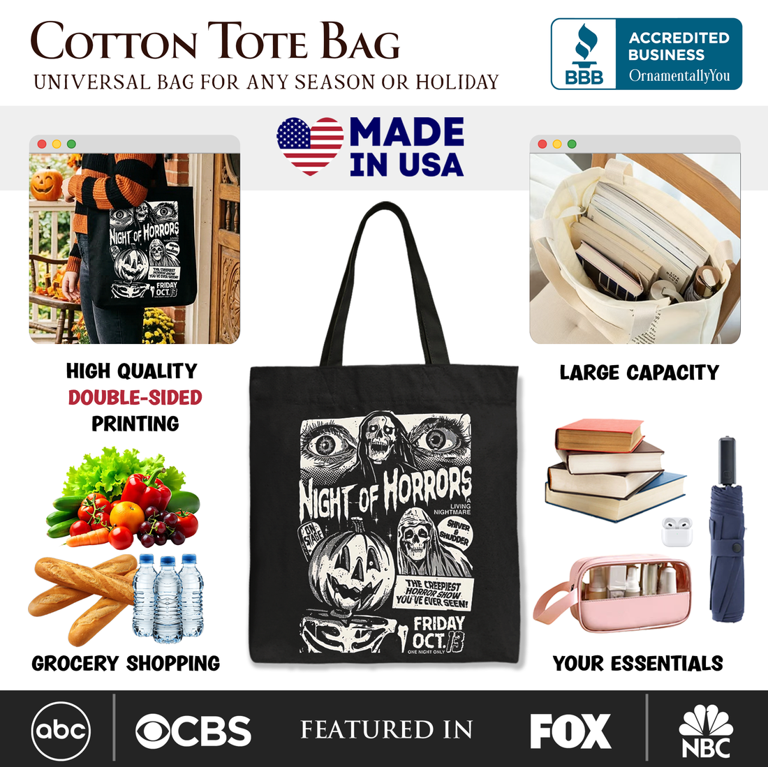 Vintage Horror Movie Poster Tote Bag