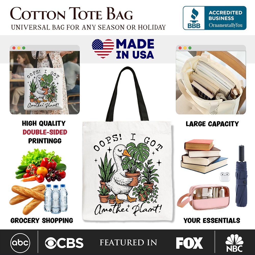 Oops I Got Another Plant Goose Canvas Tote Bag Gardener Gift