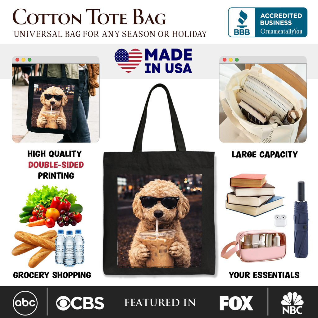 Poodle Iced Coffee Tote Bag - Chic Dog Parent Shopper