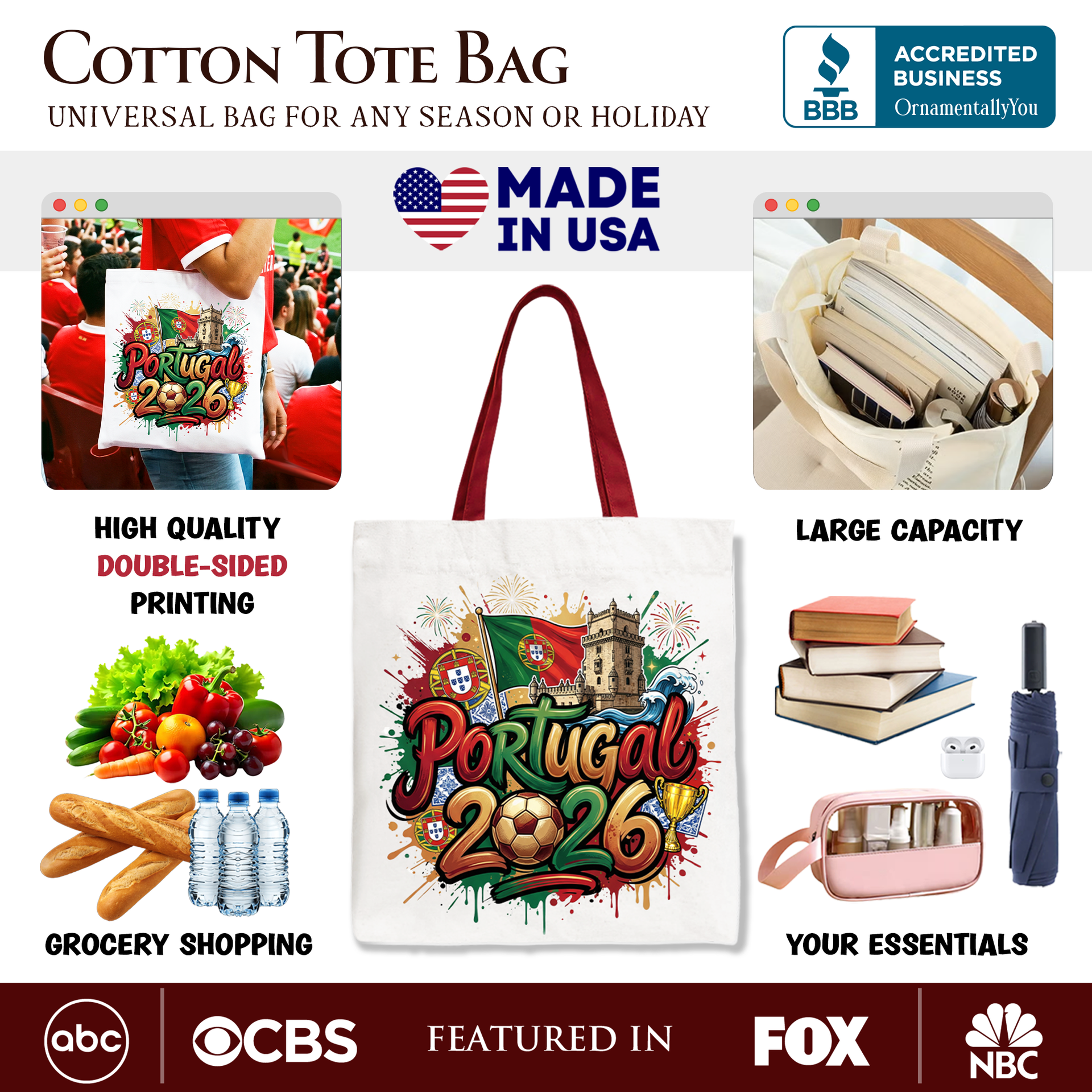 Portugal 2026 Soccer Cup Championship Tote Bag – Fan Gear