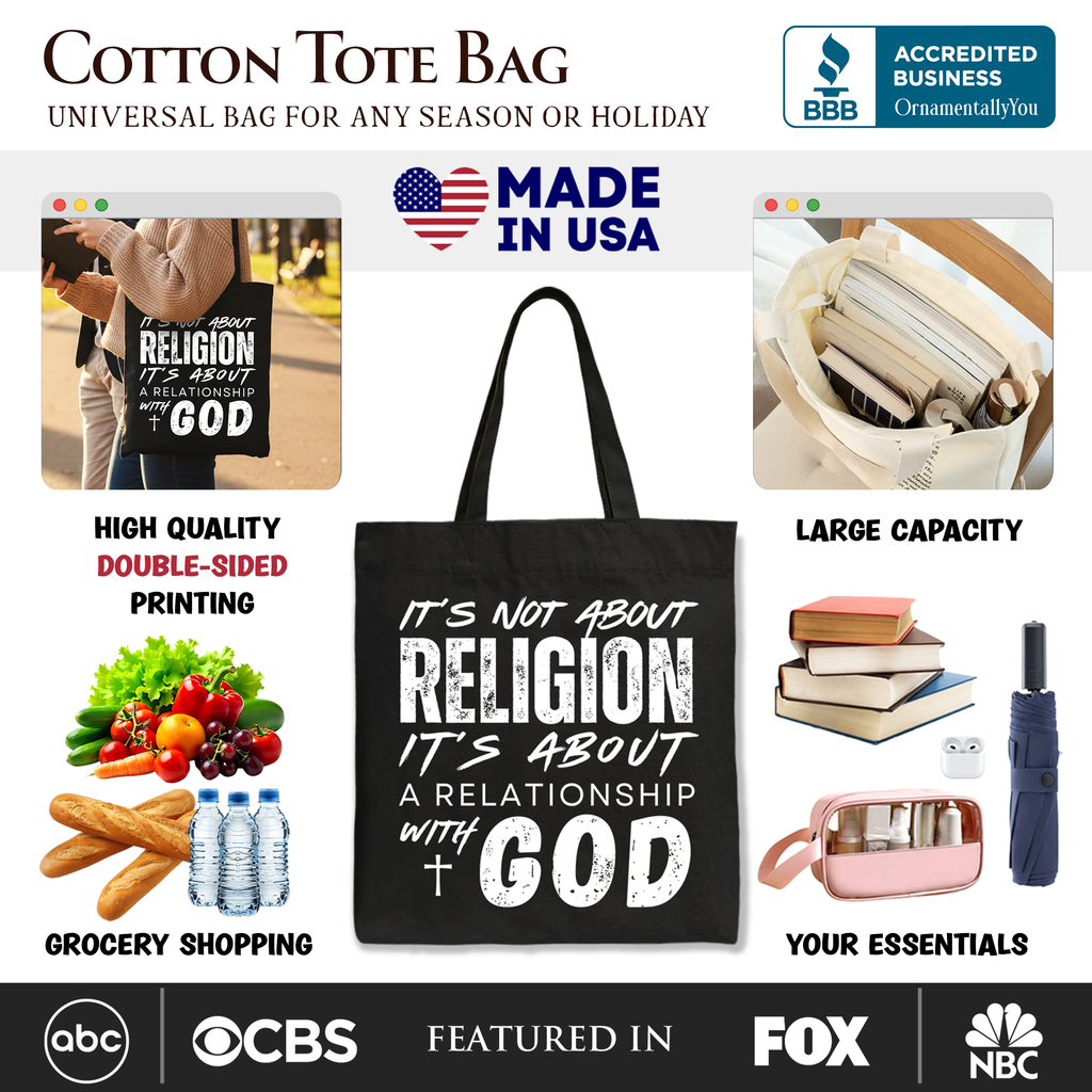 Relationship With God Tote Bag – Christian Faith Statement Shopper