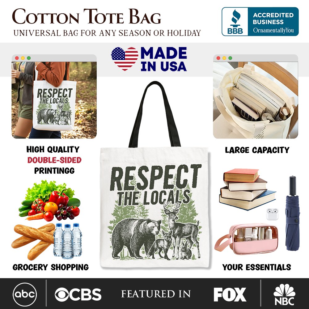 Respect the Locals Nature Canvas Tote Bag - Vintage Outdoorsy