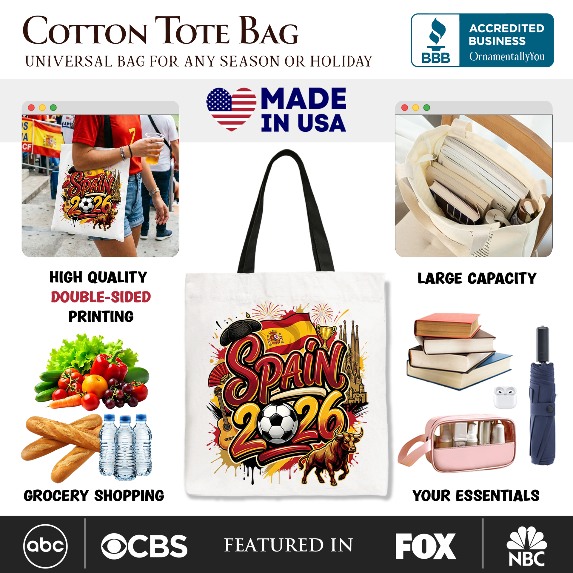 Spain 2026 Soccer World Cup Fan Tote Bag – La Roja Championship Gift