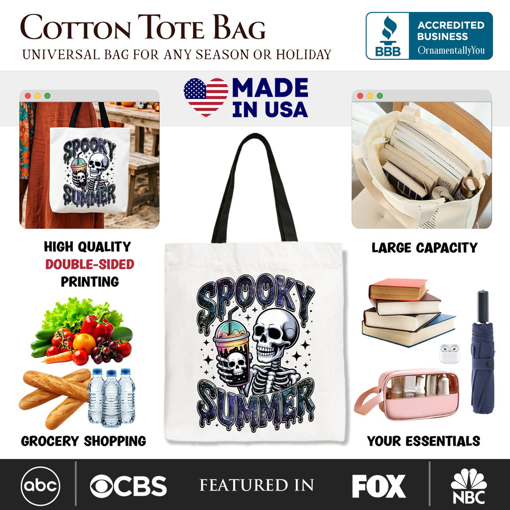 Spooky Summer Skeleton Tote Bag, Funny Horror Fan Gift