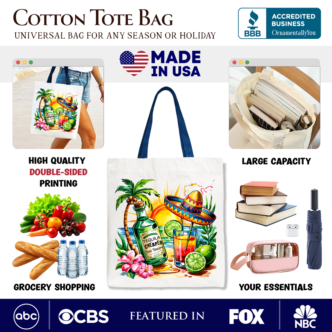 Tequila Cheaper Than Therapy Tote Bag Funny Cinco De Mayo Shopper