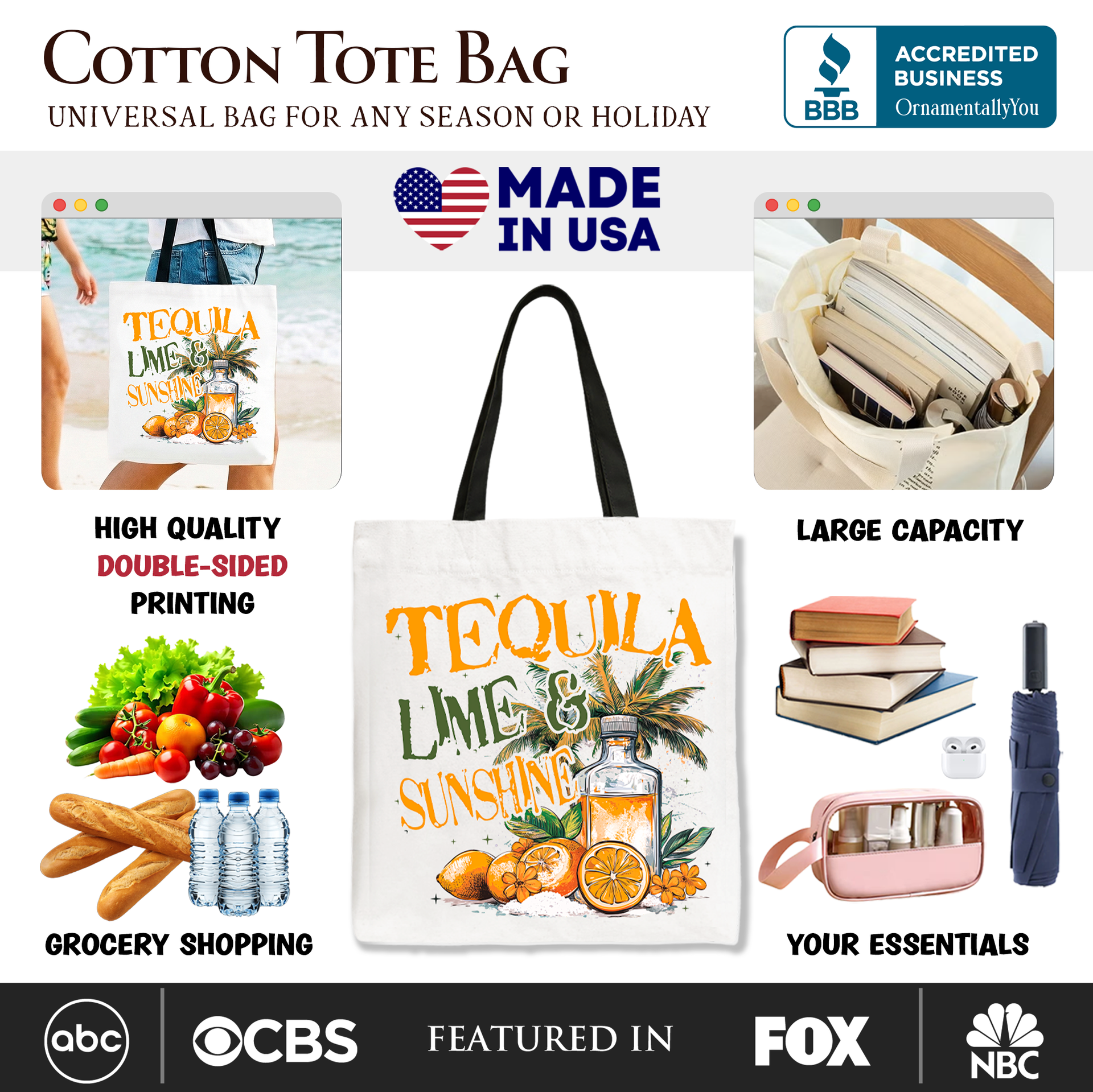 Tequila Lime & Sunshine Tote Bag - Trendy Summer Party Shopper