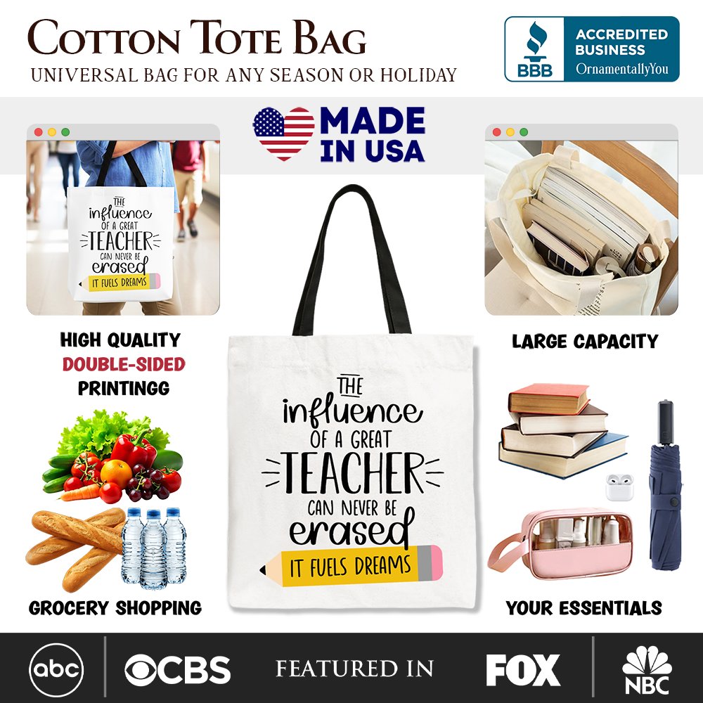 Great Teacher Appreciation Cotton Tote Bag - Educator Gift