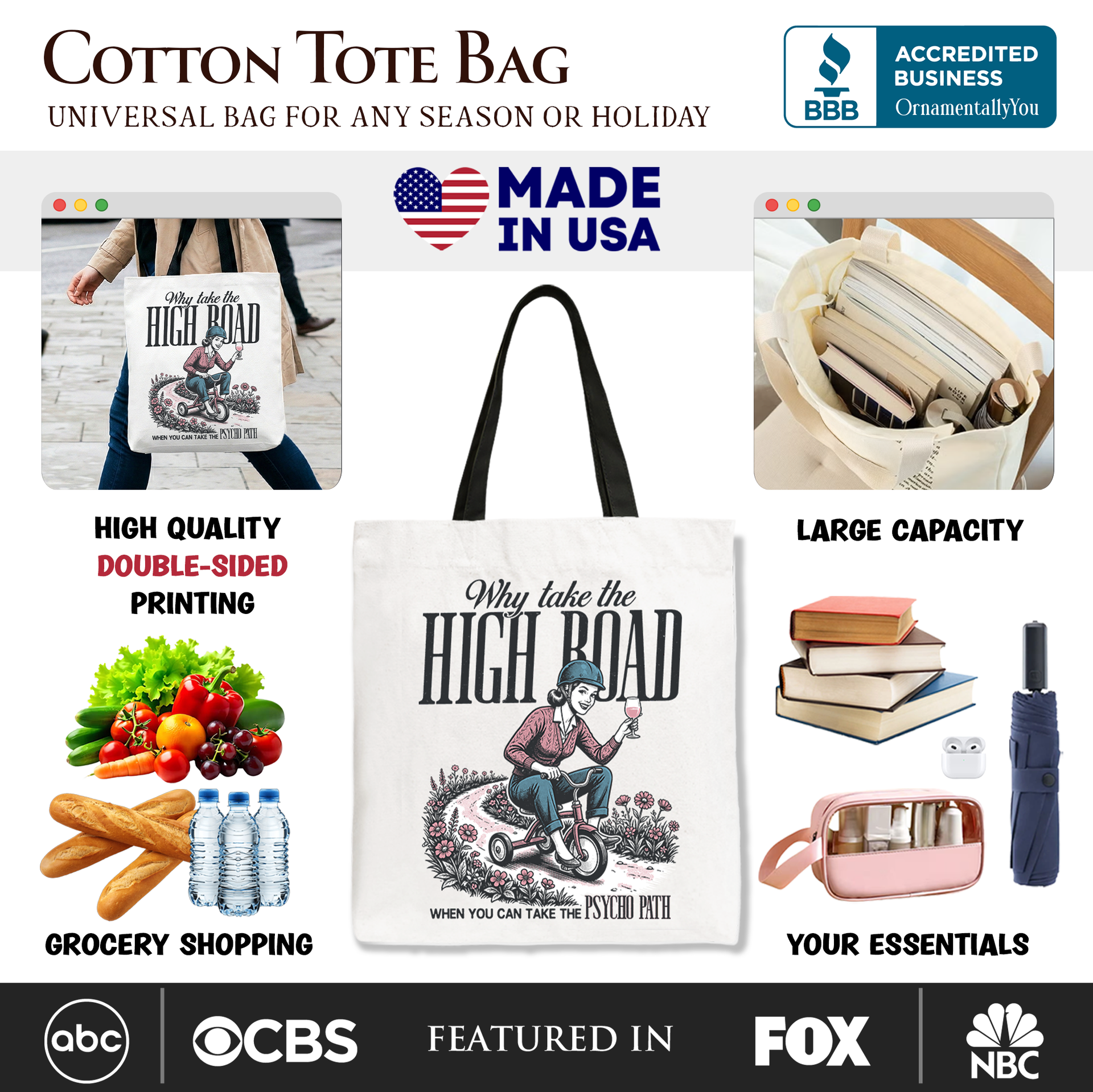 Why Take High Road Mom Cotton Tote Bag - Sarcastic Gift