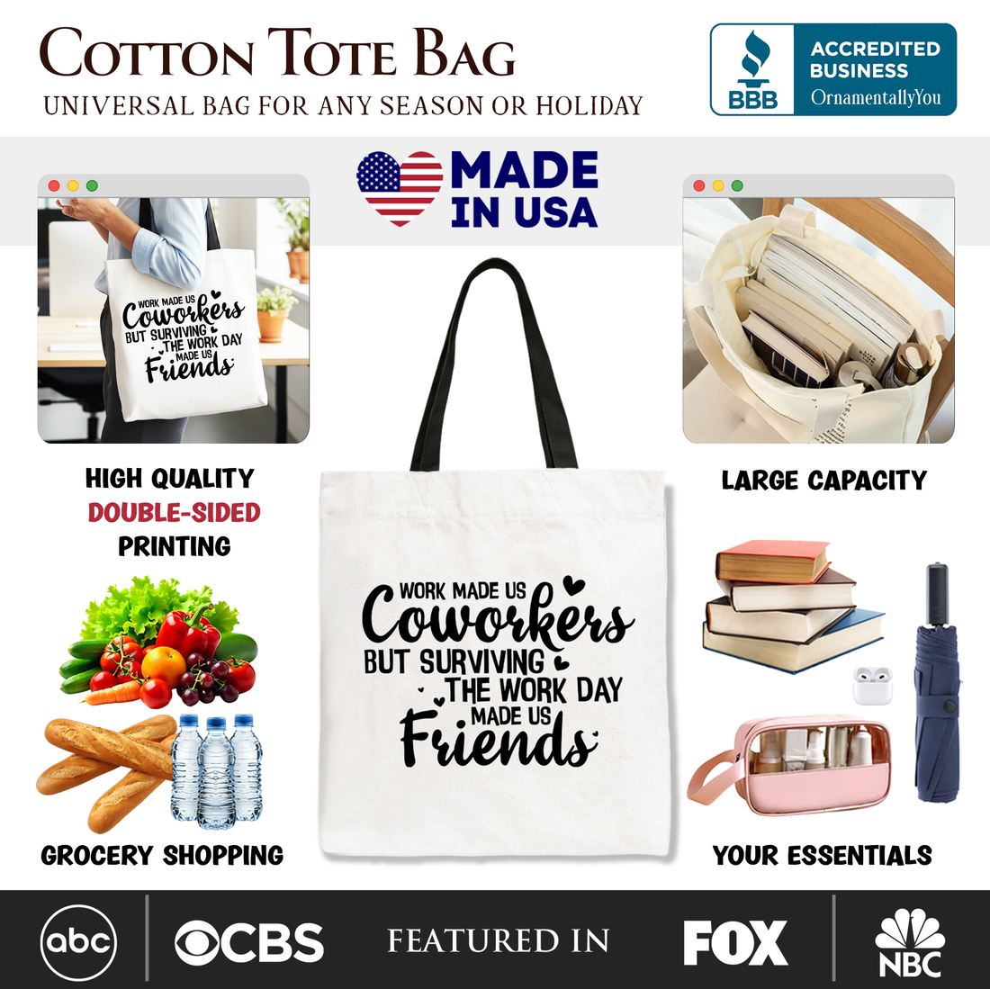 Work Friend Tote Bag - Coworker Appreciation Gift Shopper