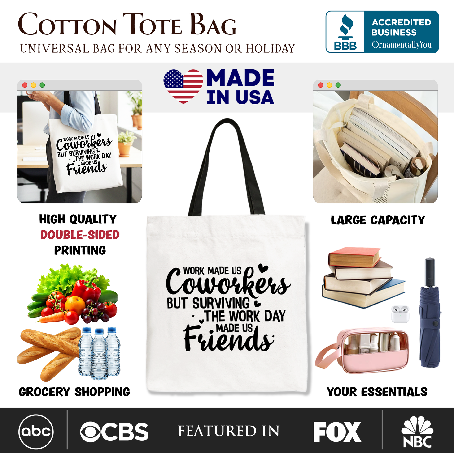 Work Friend Tote Bag - Coworker Appreciation Gift Shopper