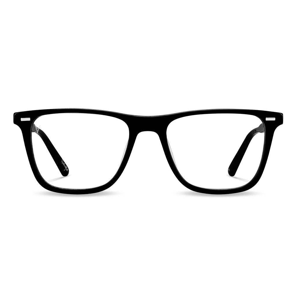 Atwater blue light blocking glasses in jet black featuring a classic, lightweight frame design.