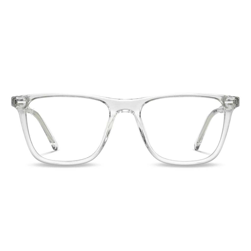 The Atwater blue light glasses in a clear crystal frame