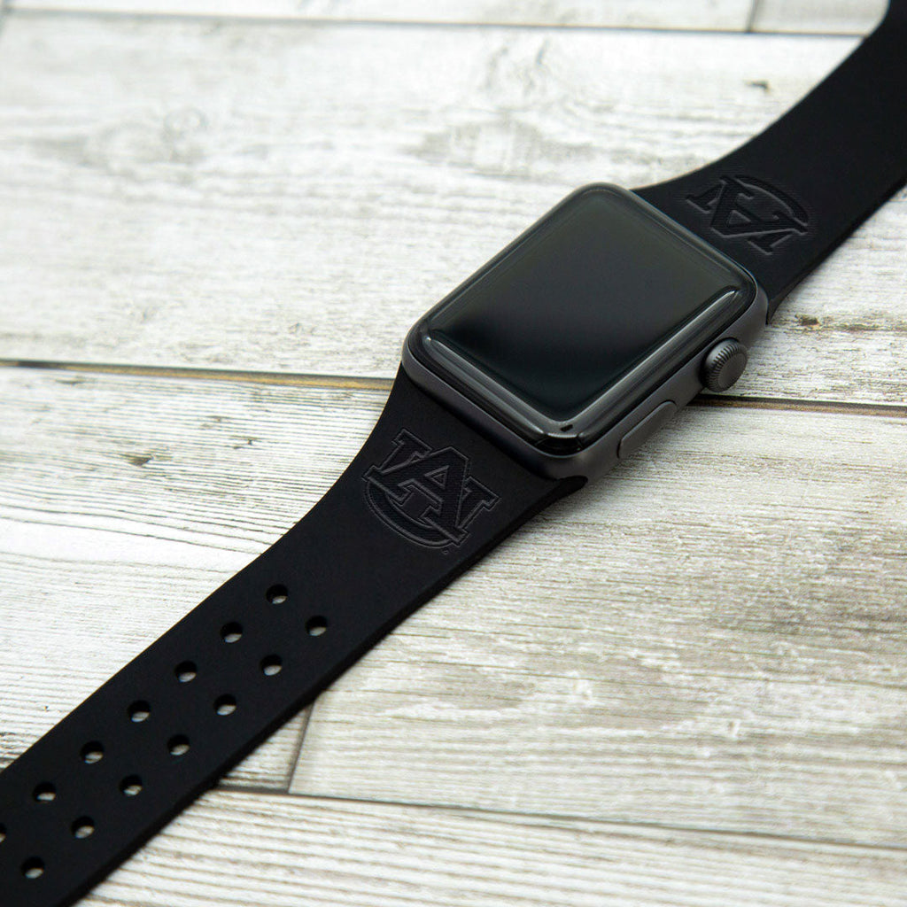 Auburn Tigers Engraved Silicone Apple Watch Band - Sport Style