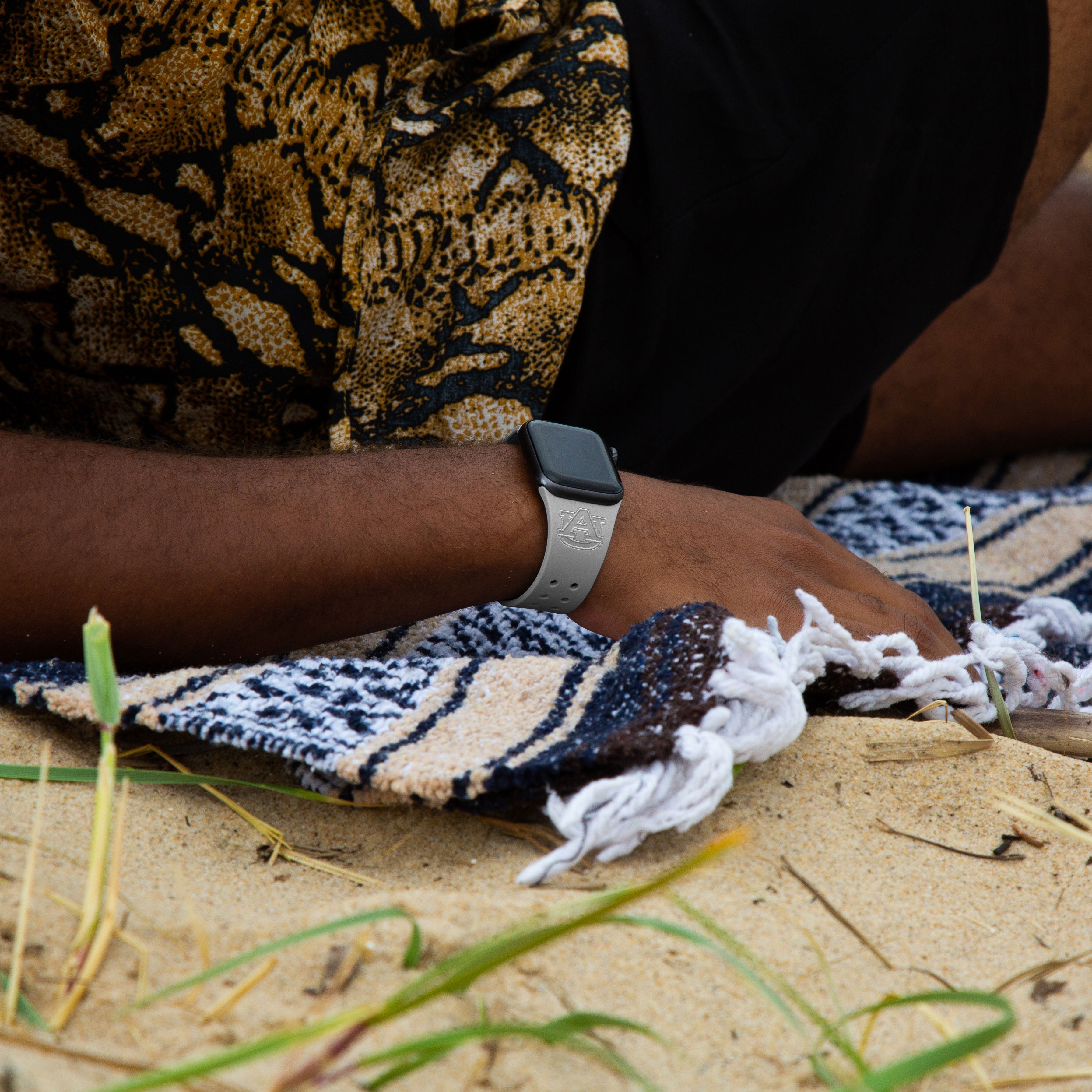 Auburn Tigers Engraved Silicone Apple Watch Band - Sport Style