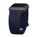 Auburn Tigers logo laser-engraved on a high-quality silicone Apple Watch band.