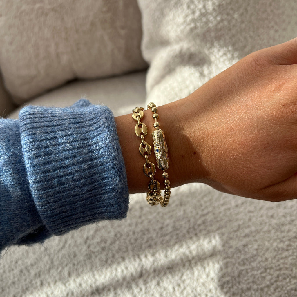 Modern Evil Eye Barrel Closure Chain Bracelet