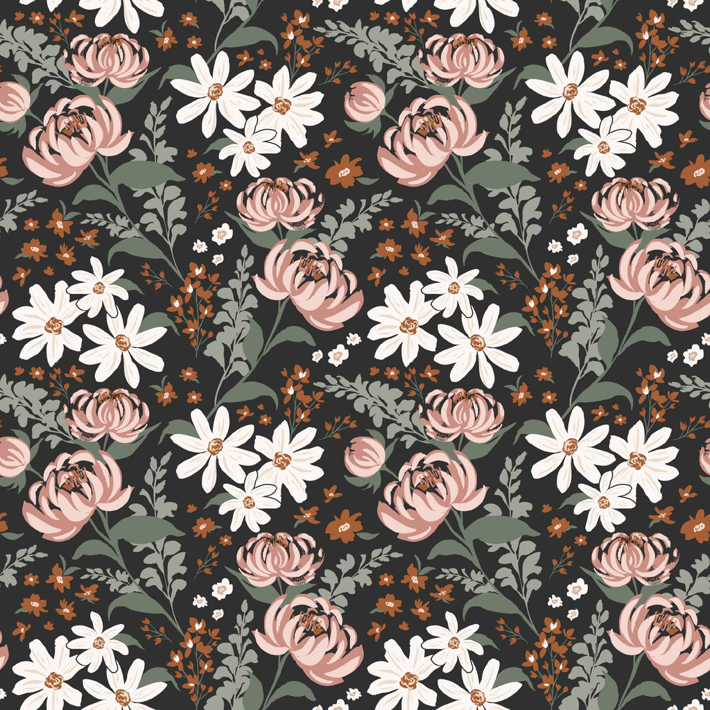 Aurelia Floral Removable Wallpaper in Pink, Beige, Brown, and Sage-Green