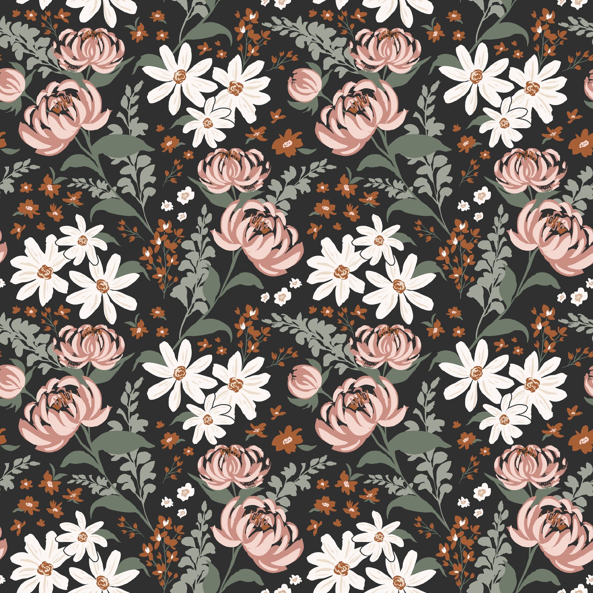 Aurelia Floral Removable Wallpaper in Pink, Beige, Brown, and Sage-Green