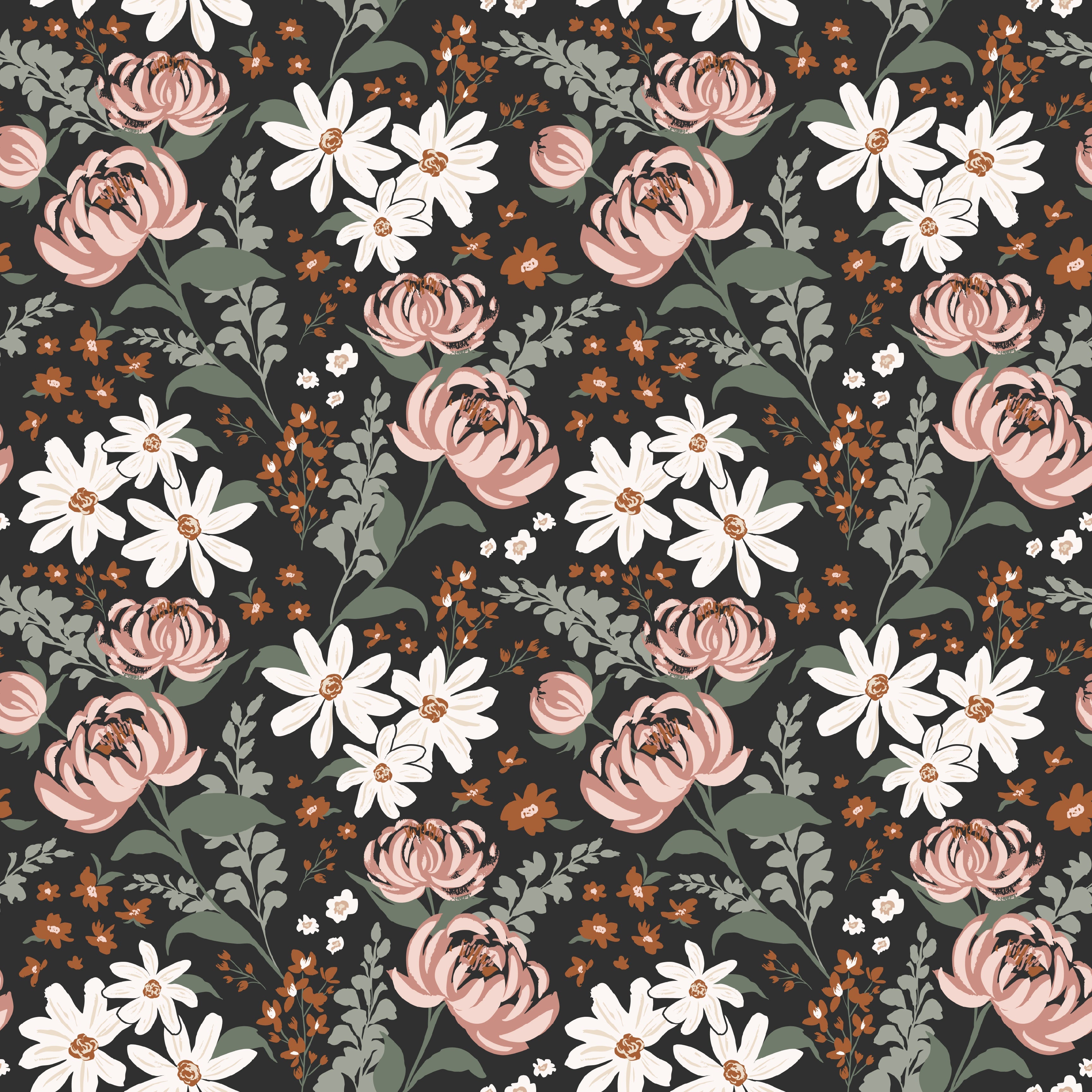 Aurelia Floral Removable Wallpaper in Pink, Beige, Brown, and Sage-Green