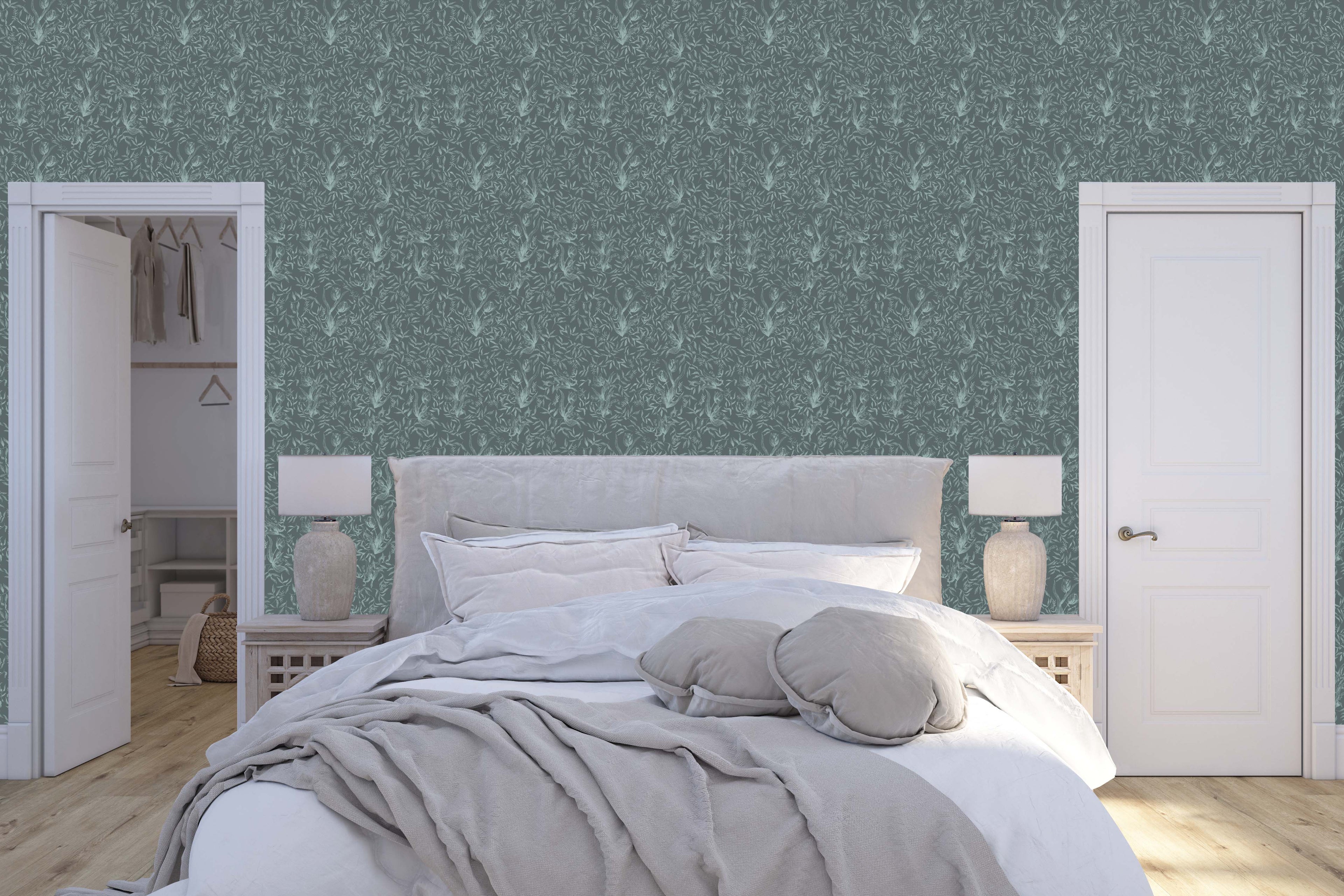 Austen Floral Cottagecore Wallpaper - White & Blue