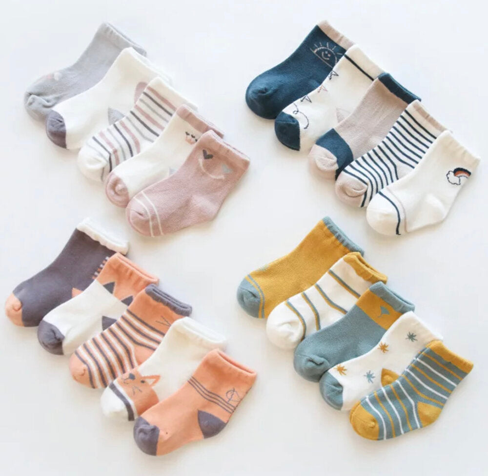 Organic Cotton Toddler Socks - Autumn Bundle 5 Pack