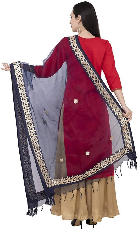 Navy Blue Organza Gotta Patti Dupatta for Festive Wear