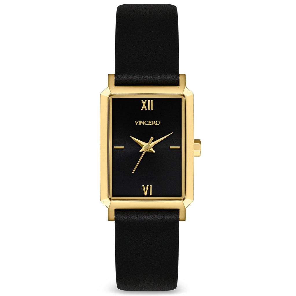 The Ava S2 watch in Golden Onyx with a petite 22mm case profile