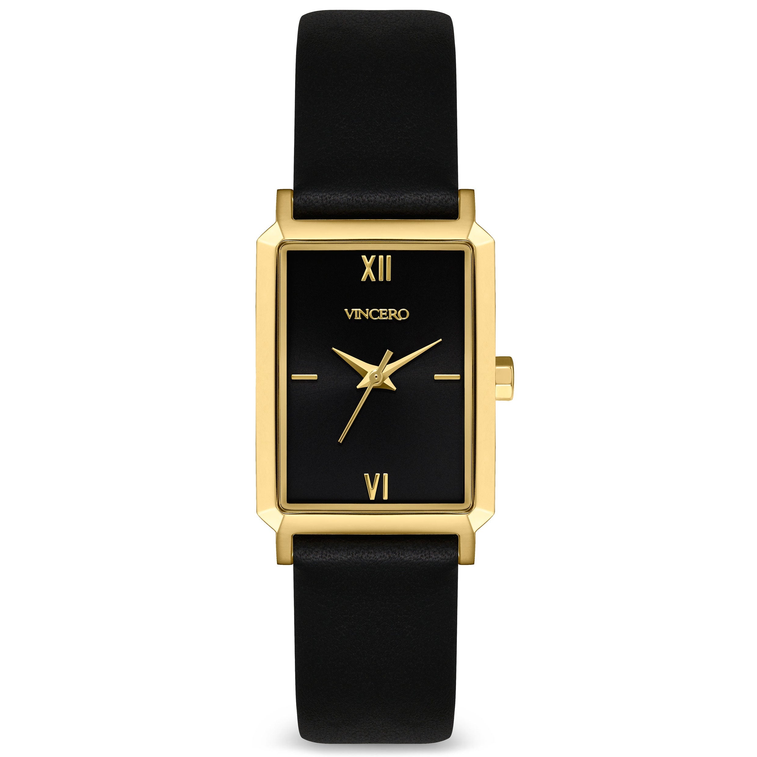 The Ava S2 watch in Golden Onyx with a petite 22mm case profile
