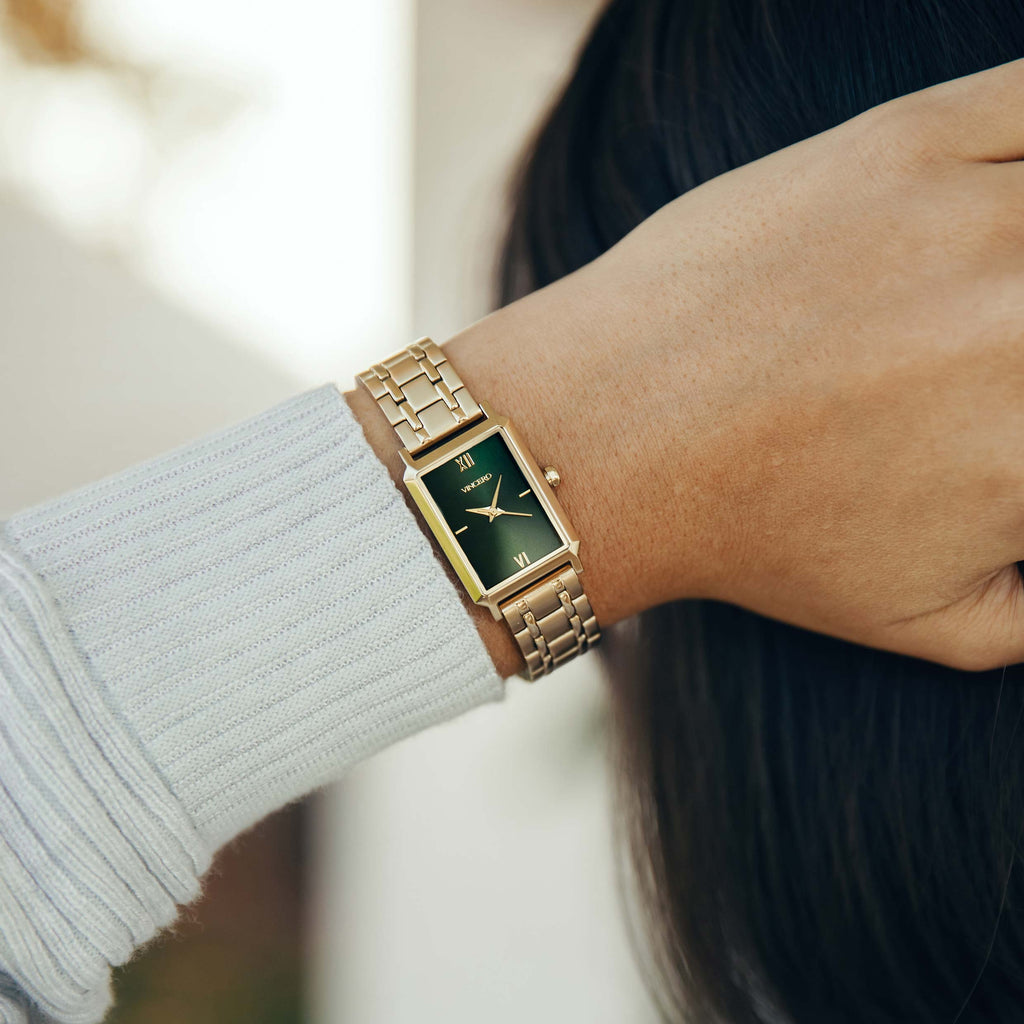 Ava S2 Emerald Petite Rectangle Watch with Slim Profile