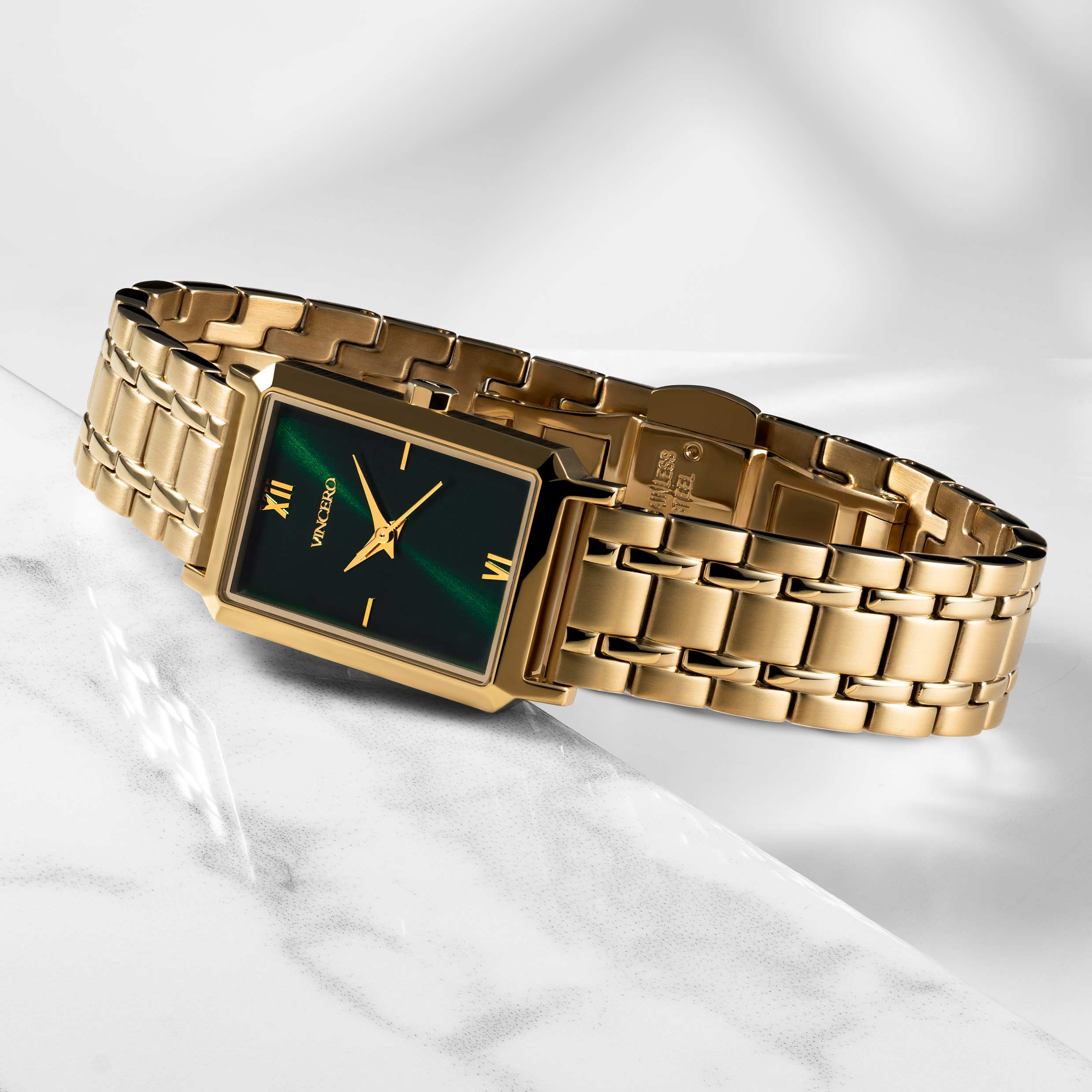 Ava S2 Emerald Petite Rectangle Watch with Slim Profile