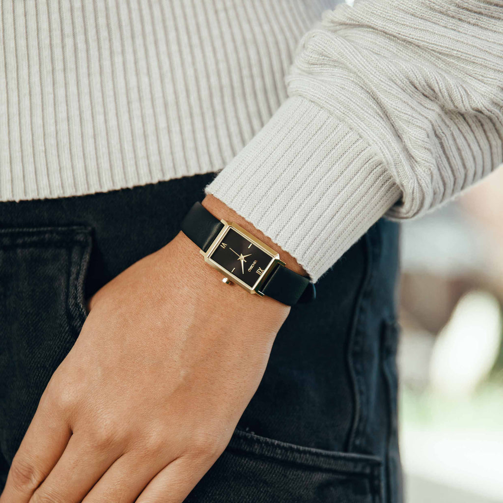 Ava S2 Watch - Golden Onyx Sleek Petite Timepiece
