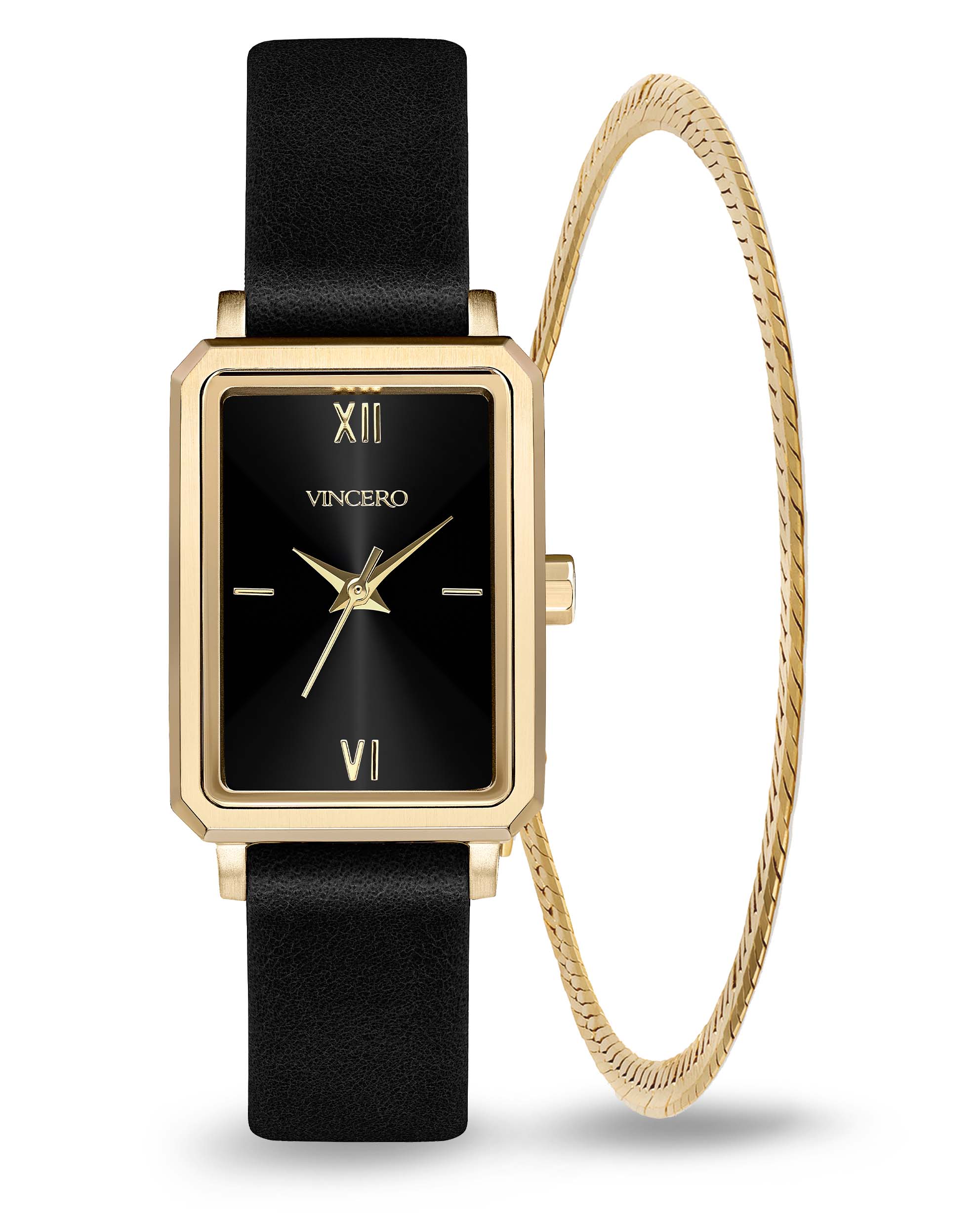 Ava Bundle featuring a black gold chain and a herringbone bracelet stacked on a wrist.