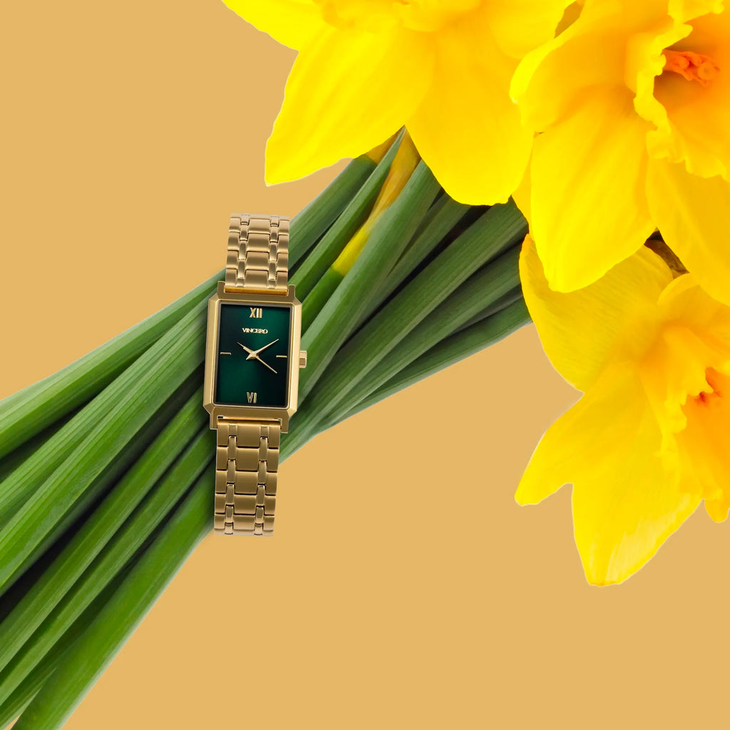 Ava S2 Emerald Petite Rectangle Watch with Slim Profile