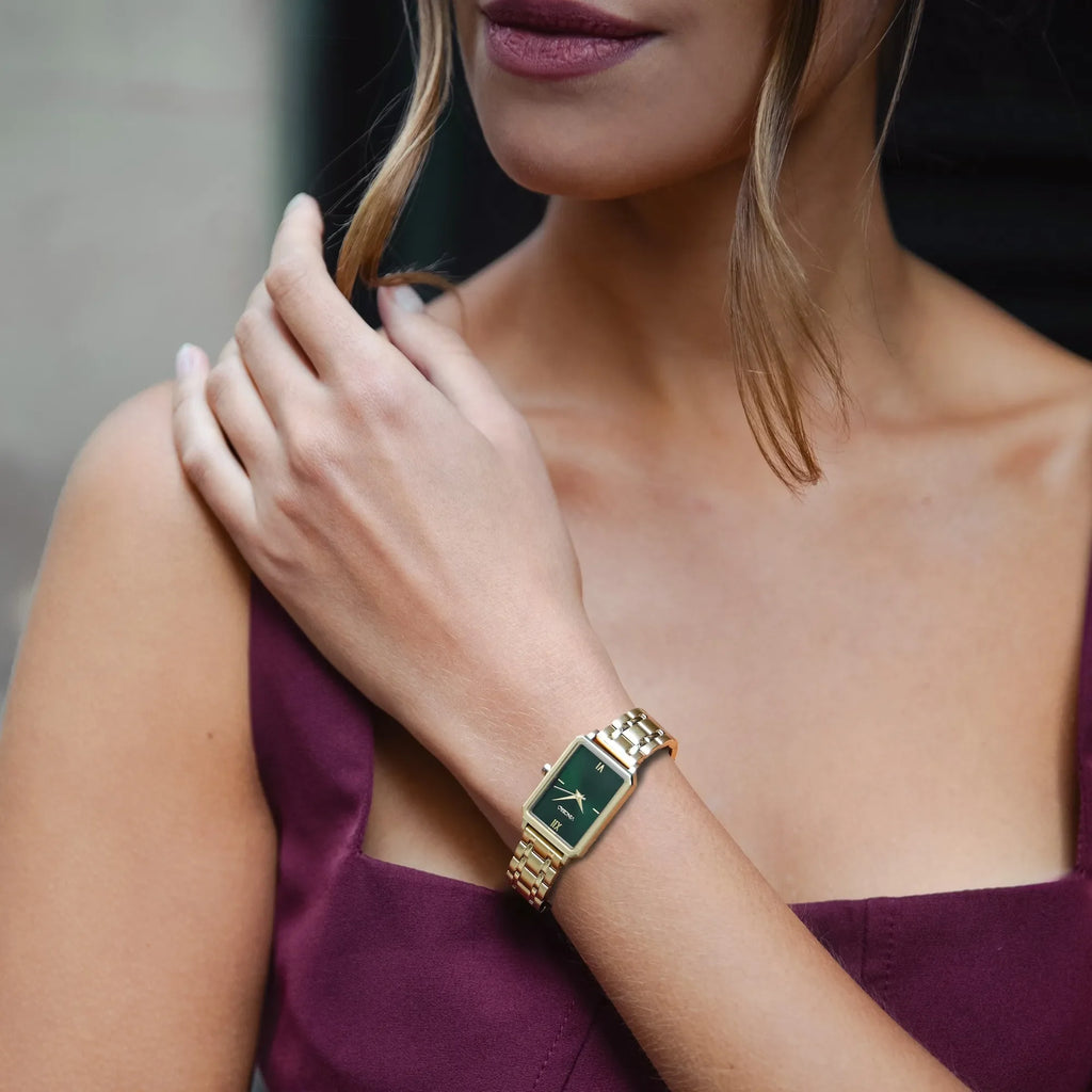 Ava S2 Emerald Petite Rectangle Watch with Slim Profile