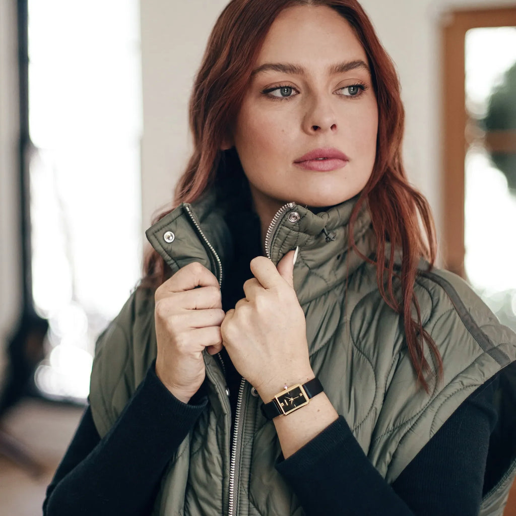 Ava S2 Watch - Golden Onyx Sleek Petite Timepiece