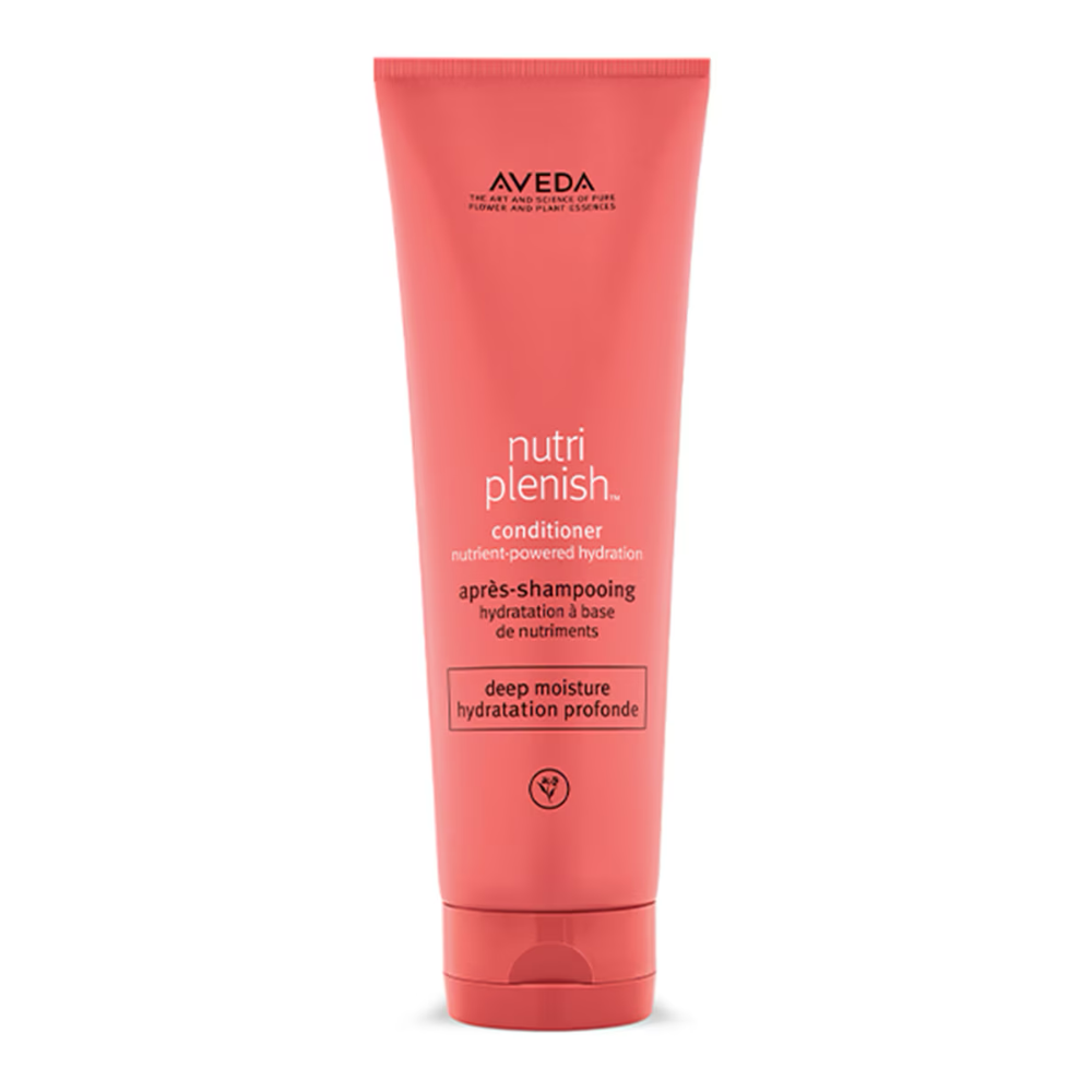 A bottle of Aveda Nutriplenish™ Deep Moisture Conditioner for hydrating dry hair
