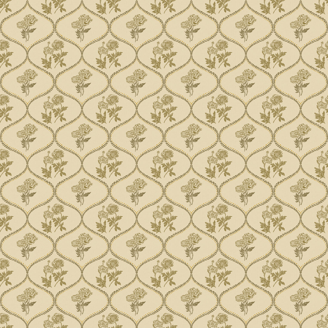 Avenly Vintage Floral Wallpaper, Sage-Green and Terracotta