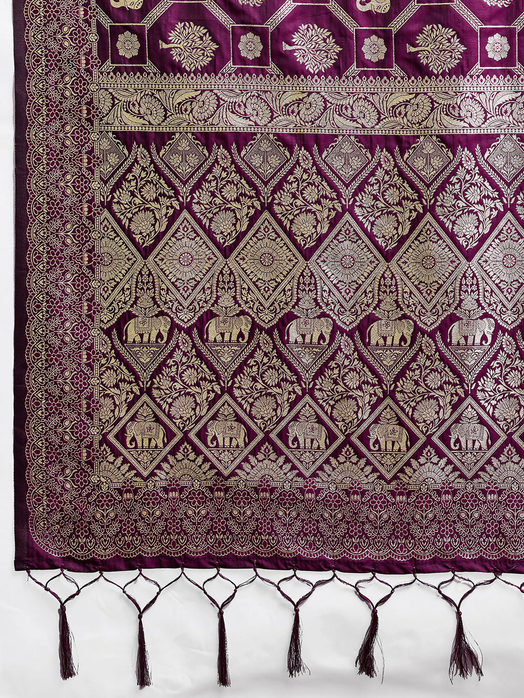 Wine Silk Blend Saree with Matching Blouse Piece