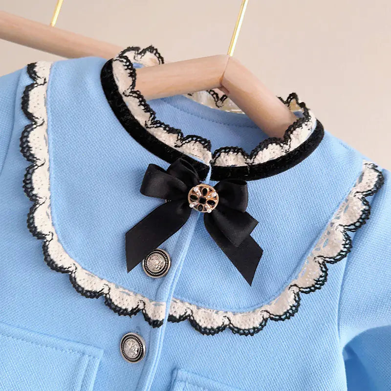 Cute Girls' Winter Fleece Sweater Set with Ruffles