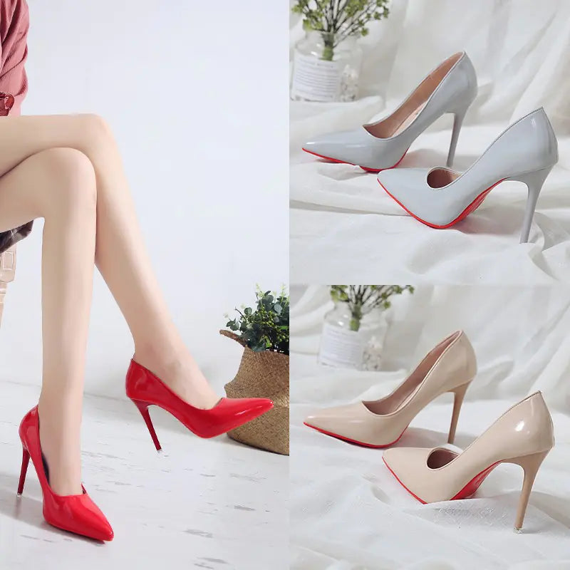 Women's Pointed Toe Stiletto High Heels Patent Finish - Image 23