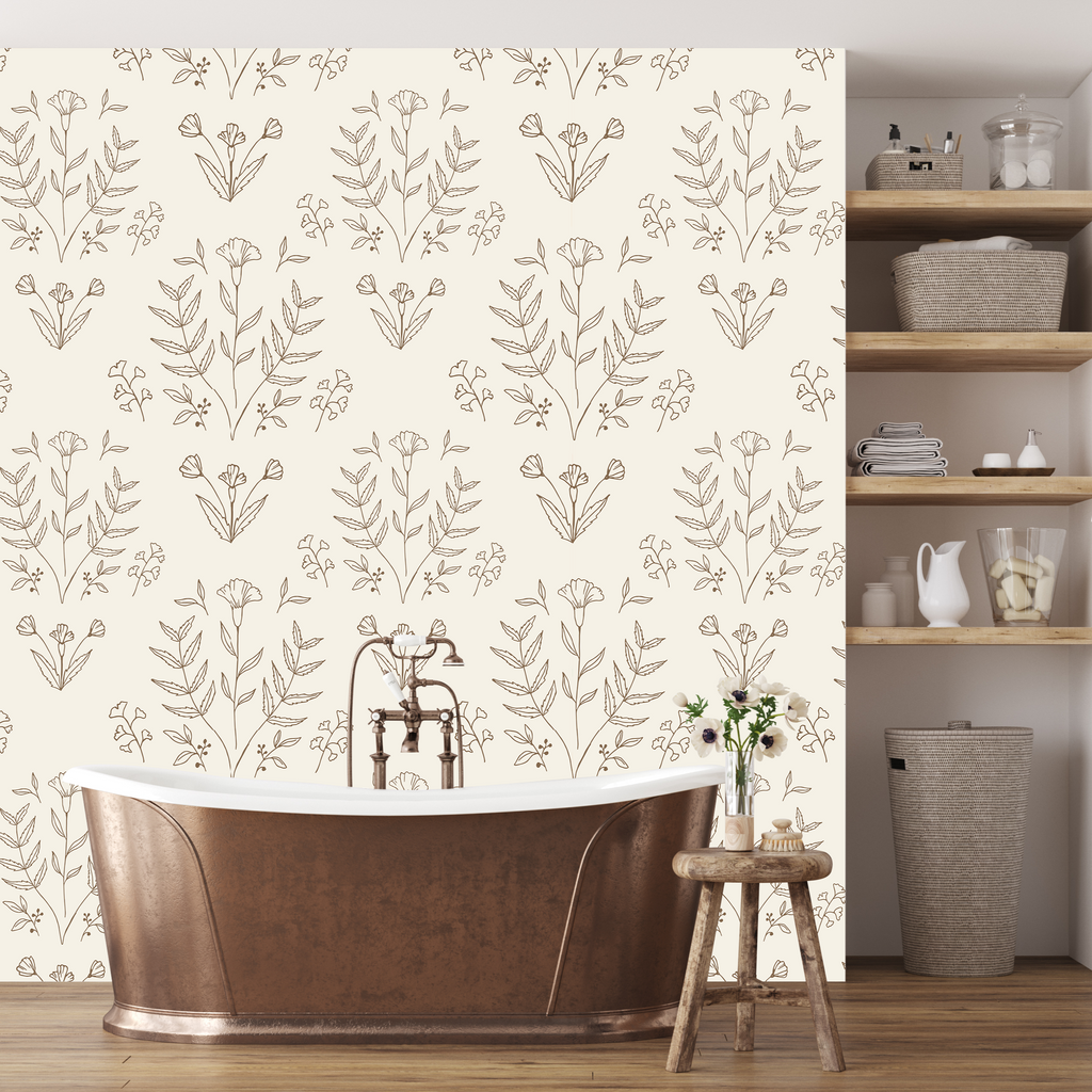 Ayla Floral Wallpaper in Cream, Sage Green & Muted Rose